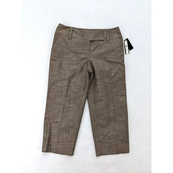 AB Studio Women's Cropped Dress Pants Size 10 Brown Flat Front NEW - Picture 2 of 15
